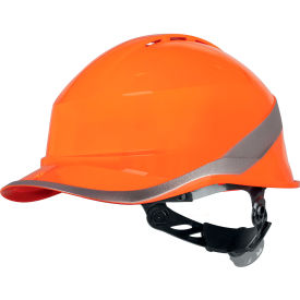 Delta Plus Diamond VI WIND Front Brim Safety Helmet Adjustable One-D Rotor Clamping System Orange DIAM6WTRORFL