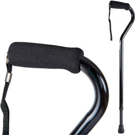 DMI Deluxe Lightweight Adjustable Walking Cane with Soft Foam Offset Hand Grip Black 502-1304-0255