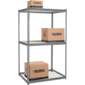 GoVets 3 Shelf Heavy Duty Boltless Shelving Z Beam Starter 48Wx24Dx84H Wire Deck 914GY580