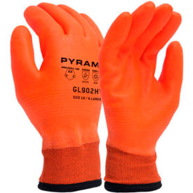 Pyramex® GL902HV Insulated Cut Resistant Dipped Gloves HPT Coated ANSI A3 XL Hi-Vis Orange GL902HVXL - Pkg Qty 12