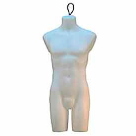 Male Torso Form with Wire Loop - Milky White PEM78W