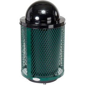 GoVets™ Outdoor Diamond Steel Trash Can With Dome Lid & Base 36 Gallon Green 948GND261