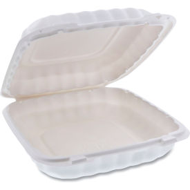 Pactiv Evergreen Microwavable MFPP Hinged Lid Container 9 x 9 x 3.1 White Plastic 120/CT YCN809010000