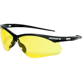 Jackson Safety SG Safety Glasses with Soft Touch Temples Anti-Fog Amber Lens Black Frame 50003 - Pkg Qty 12