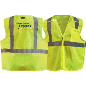 S Recycled Class 2 Mesh Breakaway Zip Vest W/United Ground Express Logo Hi-Viz Yellow PLG01 UGE-SSMBZ-YS