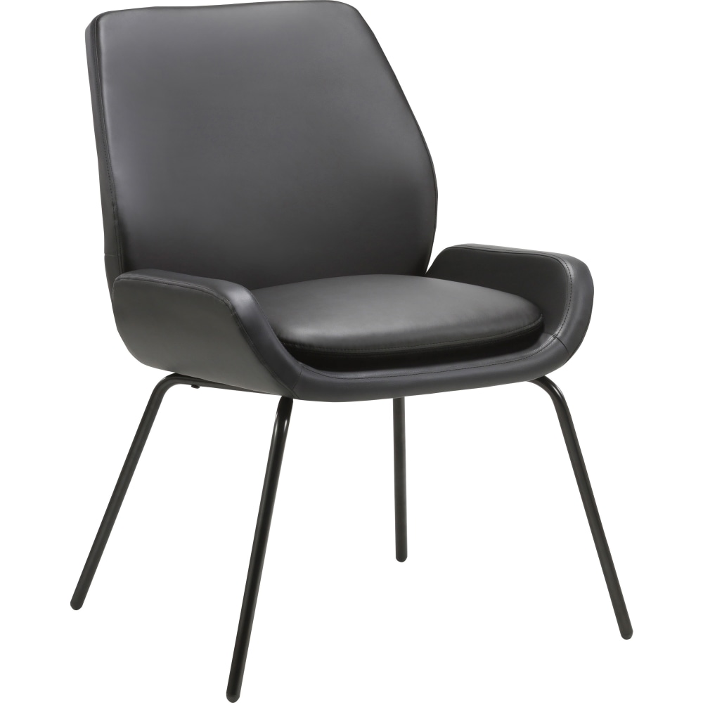 Lorell U-Shaped Seat Guest Chair - Bonded Leather Seat Material - Bonded Leather Back Material - Black - 1 Each MPN:68574