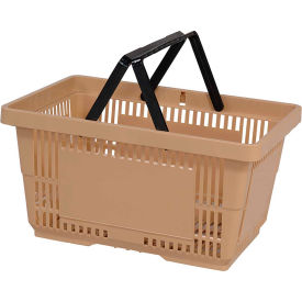 VersaCart® Plastic Shopping Basket 28 Liter w/ Nylon Handle 206-28L - Tan Pack Qty of 12 - Pkg Qty 12 206-28L-NH-TAN-12