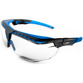 Uvex® Avatar S3853 OTG Safety Glasses Blue/Black Frame Clear Anti-Scratch Anti-Reflective S3853