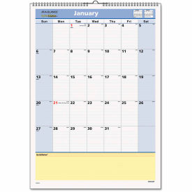 AT-A-GLANCE QuickNotes Wall Calendar 12x17 White/Blue/Yellow Sheets 12-Month (Jan to Dec) 2026 PM5228
