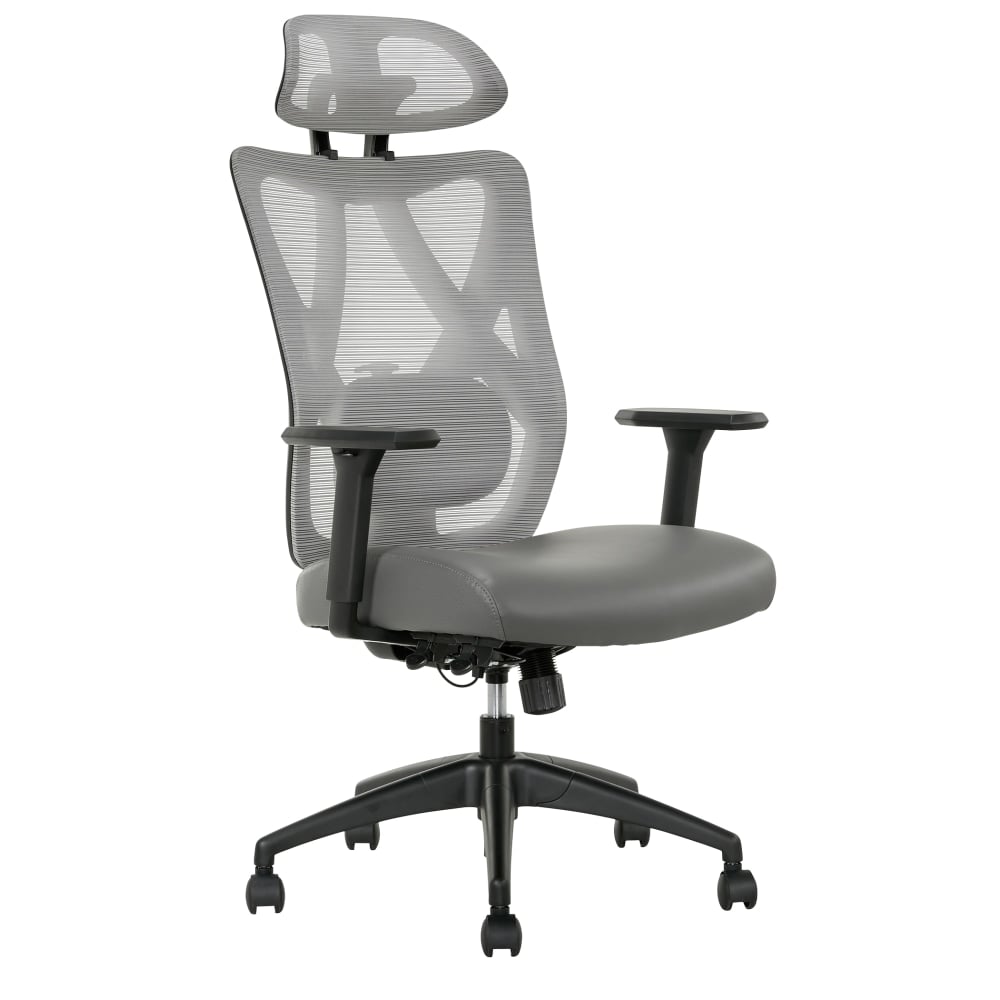 Serta SitTrue Ridgefield Ergonomic Mesh/Vegan Leather High-Back Task Chair, Gray/Black MPN:52119-CN