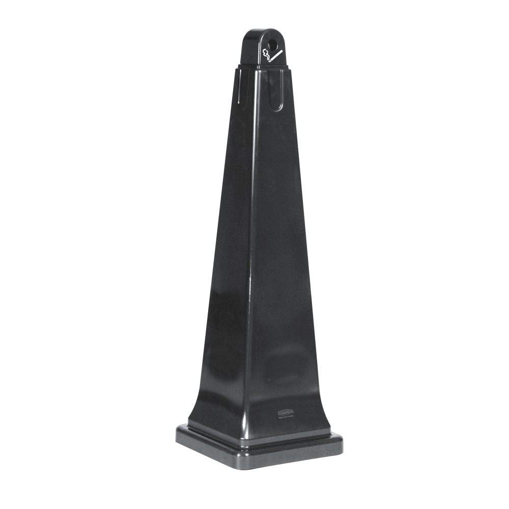 Rubbermaid GroundsKeeper Pyramid-Shaped Plastic/Steel Cigarette Waste Collector, 1 Gallon, 39 3/4in x 12 1/4in x 12 1/4in, Black MPN:FG257088 BLA