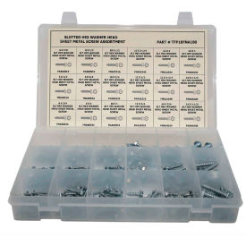 275 Piece Sheet Metal Screw Assortment - #6 to #14 - Slotted Hex Washer Head - Steel - Zinc Plated TFP18FNA275