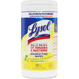 LYSOL® Disinfecting Wipes 1-Ply Lemon and Lime Blossom 80 Wipes/Canister 3 Canisters/Pack 19200-84251