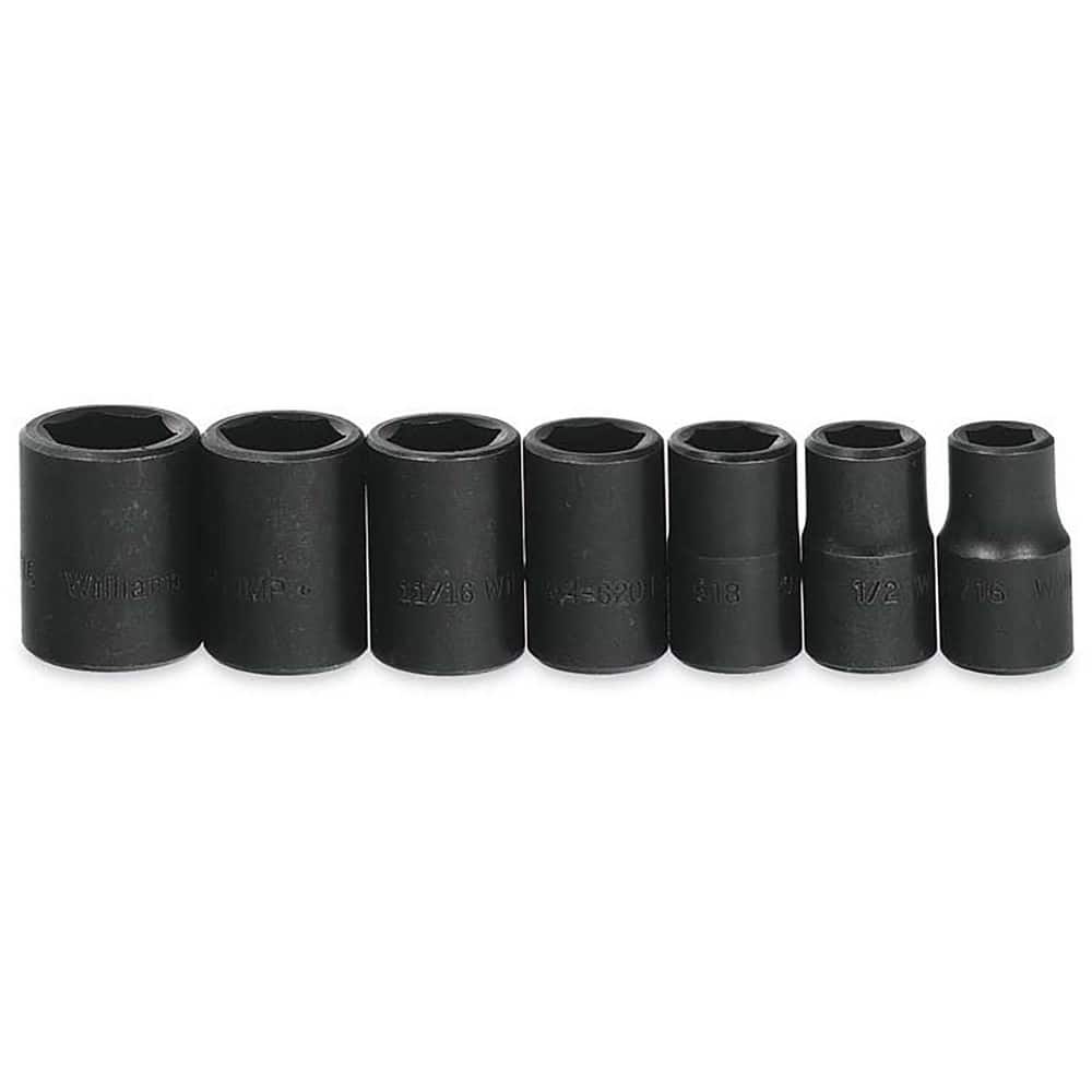 Socket Sets, Set Type: Standard , Drive Size: 1/2 , Container Type: Metal Box , Number Of Pieces: 7  MPN:JHWWS-4-7RC