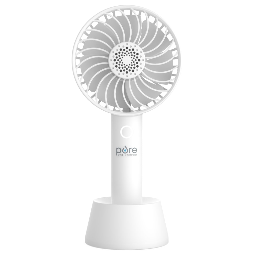 Pure Enrichment PureBreeze Personal Handheld Fan With Base, White (Min Order Qty 3) MPN:PEHNDFN-W