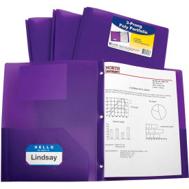 C-Line Products Two-Pocket Heavyweight Poly Portfolio Folder with Prongs Purple 25 Folders/Set 33969-BX