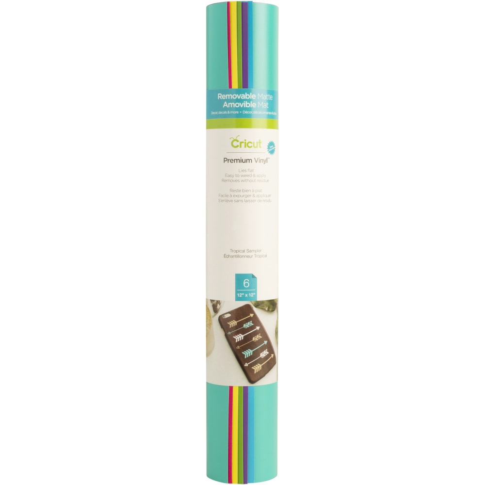 Cricut Premium Removable Vinyl Sheet Sampler, 12in x 12in, Tropical, Pack Of 6 Sheets MPN:2004313