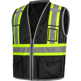 GSS Safety Class 1 Hype-Lite Safety Vest with X Back L/XL Black 1615-LG/XL