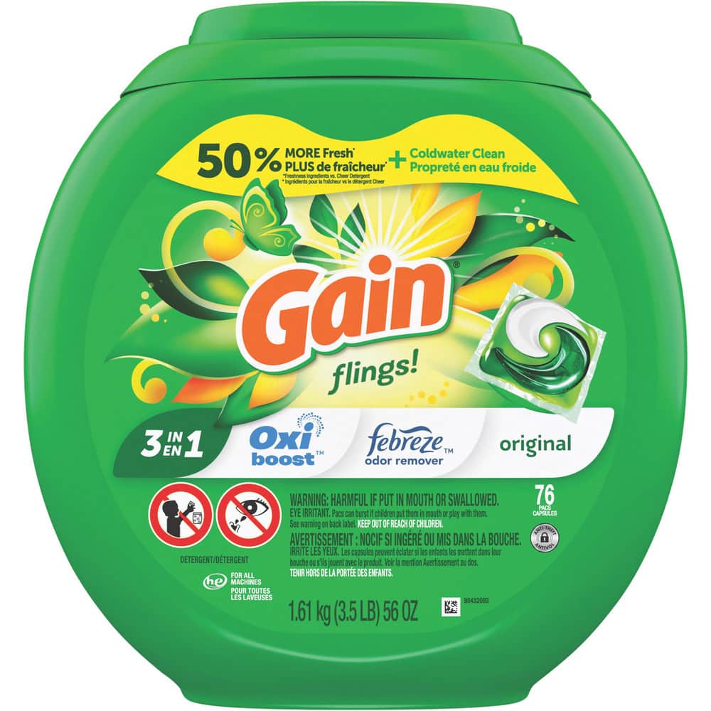 Laundry Detergent, Form: Liquid Pod , Container Type: Tub , Container Size (oz.): 56.00 , Scent: Gain. Original , Harshness: Moderate  MPN:PGC09207PK