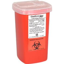 Oakridge Products 1 Quart Sharps Container w/ Flip Lid Red 0311-150F