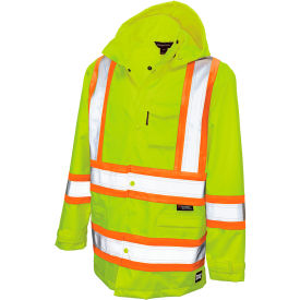 Tough Duck Ripstop Safety Rain Jacket CSA Class 2 Level 2 M Fluorescent Green S37211-FLGR-M