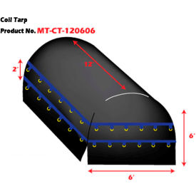 Xtarps MT-CT15-B120606 Flatbed Truck Tarp Light Weight Coil Tarp 12' x 6' x 6' Black MT-CT15-B120606