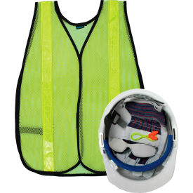 ERB® L2 New Hire Kit with Liberty® Cap & S18R Safety Vest White/Clear/Hi-Viz Lime WEL18526WHCL