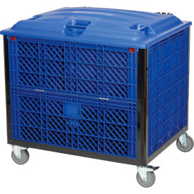 GoVets™ Easy Assembly Solid Wall Container-Drop Gate/Lid/Casters 39-1/4x31-1/2x34 OH 452DP239