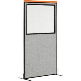 Interion® Deluxe Freestanding Office Partition Panel wi/Partial Window 36-1/4
