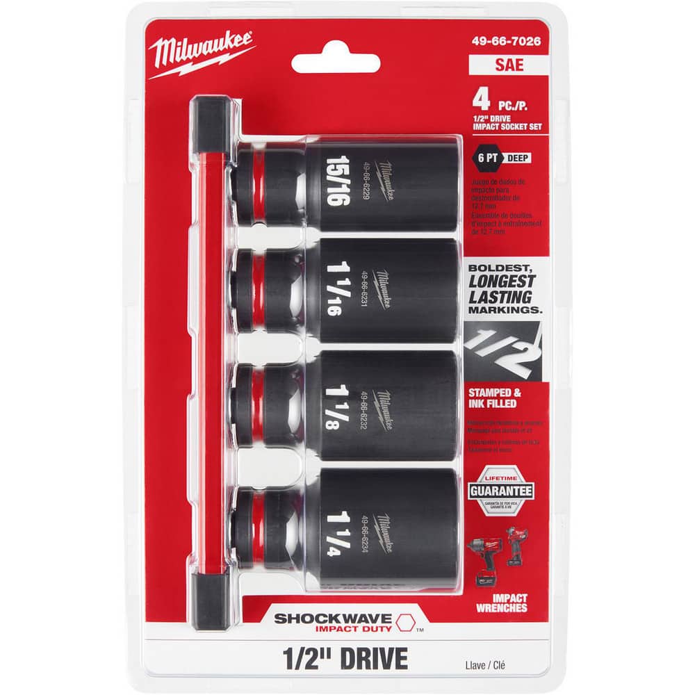 Socket Sets; Set Type: Deep; Impact ; System Of Measurement: Imperial ; Drive Size (Inch): 1/2 ; Number Of Points: 6 ; Finish Coating: Black ; Minimum Size (Inch): 15/16 MPN:49-66-7026