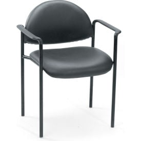 Boss Stacking Guest Chair with Arms - Vinyl - Low Back - Black B9501-CS - Pkg Qty 4