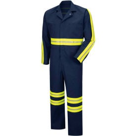 Red Kap® Enhanced Visibility Action Back Coverall Navy/Yellow Polyester/Cotton Regular 52 CT10ENRG52