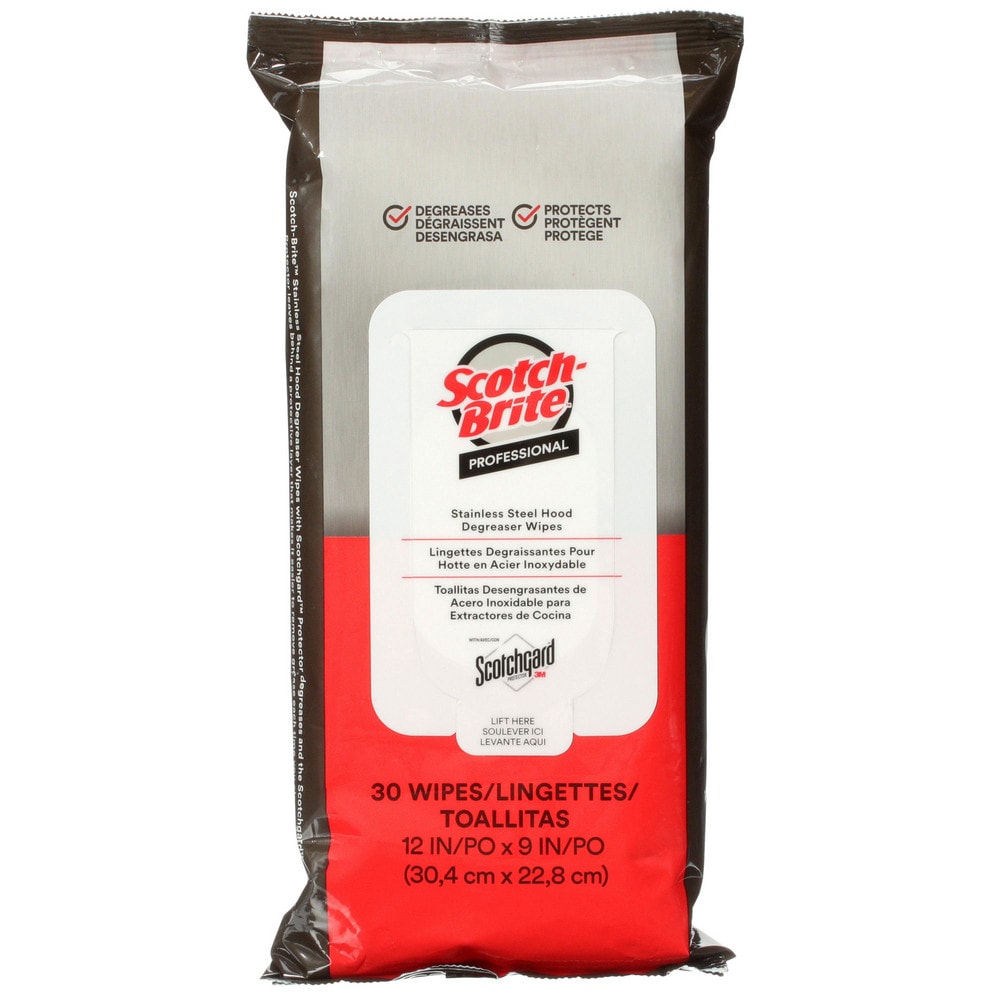 Stainless Steel Hood Degreaser Wipes with Scotchgard™ Protector, Resealable Pack, 9