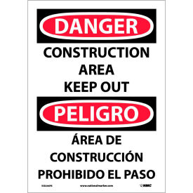 NMC™ Bilingual Vinyl Danger Sign Square Corner Construction Area Keep Out 10