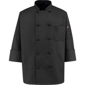 Chef Designs 10 Button-Front Chef Coat Knot Buttons Black Spun Polyester 5XL 0427BKRG5XL