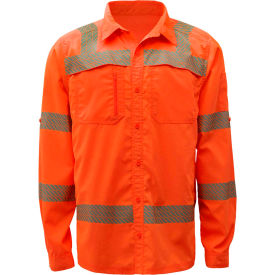 GSS Safety Class 3 New Designed Lightweight Shirt Rip Stop Bottom Down Shirt w/SPF 50+ Orange-MD 7506-MD