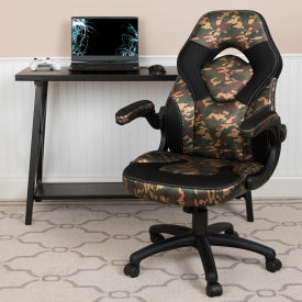 Flash Furniture X10 Racing Style Gaming Chair w/Flip-up Arms LeatherSoft Camouflage/Black 00095-CAM-GGCH-