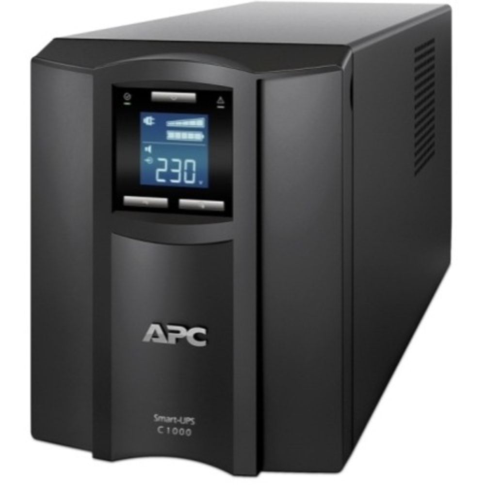 APC by Schneider Electric Smart-UPS C 1000VA LCD 230V - Tower - 3 Hour Recharge - 6.10 Minute Stand-by - 230 V AC Input - 230 V AC Output - Sine Wave - Serial Port - USB - 2 x IEC Jumper, 8 x IEC 60320 C13 - 10 x Battery/Surge Outlet MPN:SMC1000I