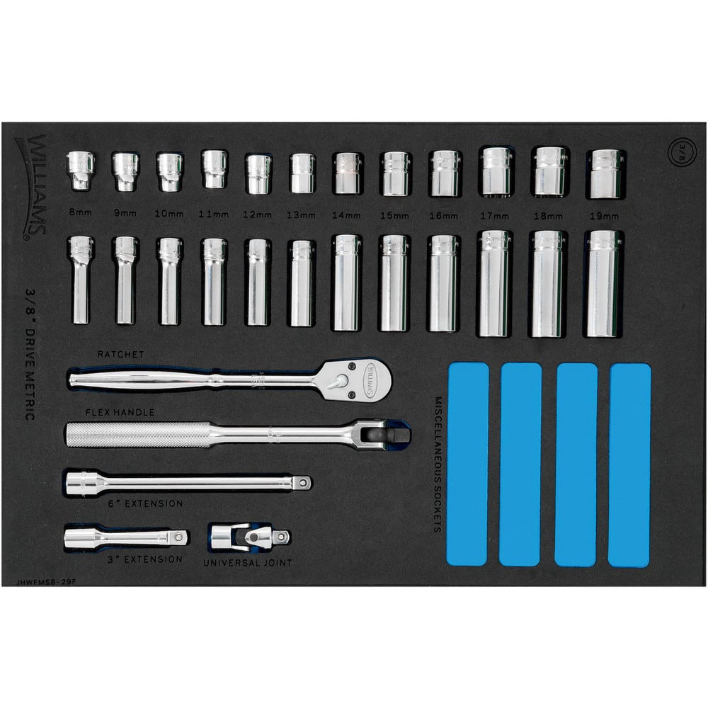 Socket Sets, Set Type: Deep, Standard , Measurement Type: Metric , Drive Size: 3/8 , Minimum Size (Inch): 1/2 , Maximum Size (Inch): 1  MPN:JHWFMSB-29F