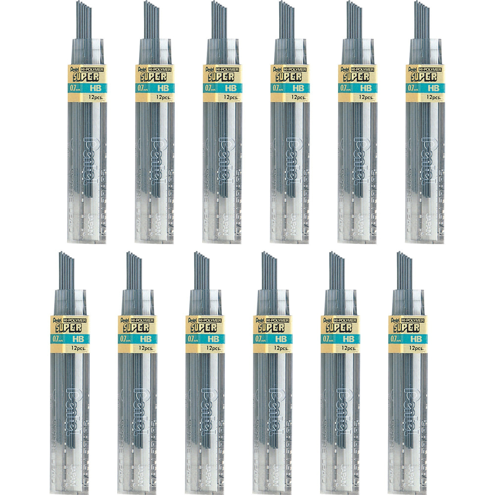 Pentel Super Hi-Polymer Leads - 0.7 mm, Medium Point - HB - Black Lead - 12/Tube - 12 / Box MPN:50HBBX