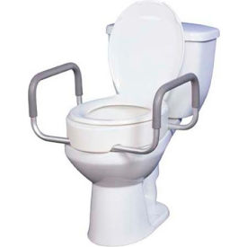Drive Medical 12402 Premium Toilet Seat Riser with Removable Arms Fits Standard Toilets 12402
