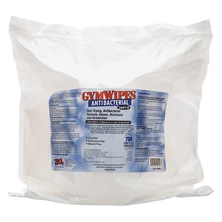 Antibacterial Gym Wipes, Bag, Unscented, White, 4 PK MPN:2XL101