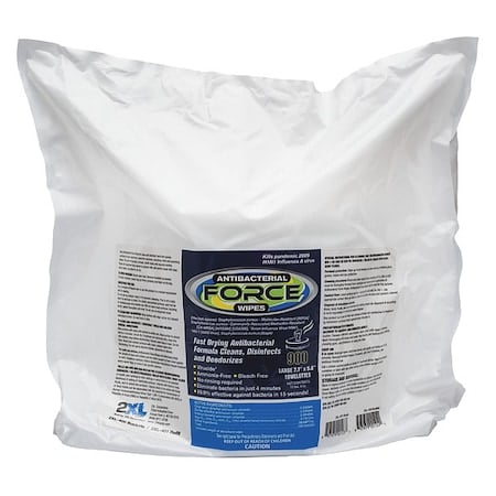 Antibacterial Force Wipes, Bag, Unscented, White, 4 PK MPN:2XL401