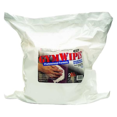 Gym Wipes, Wet Wipes, 700 Wipes/Bag, 12 1/2 in x 11 in, Quat, Unscented, PK4 MPN:2XL38