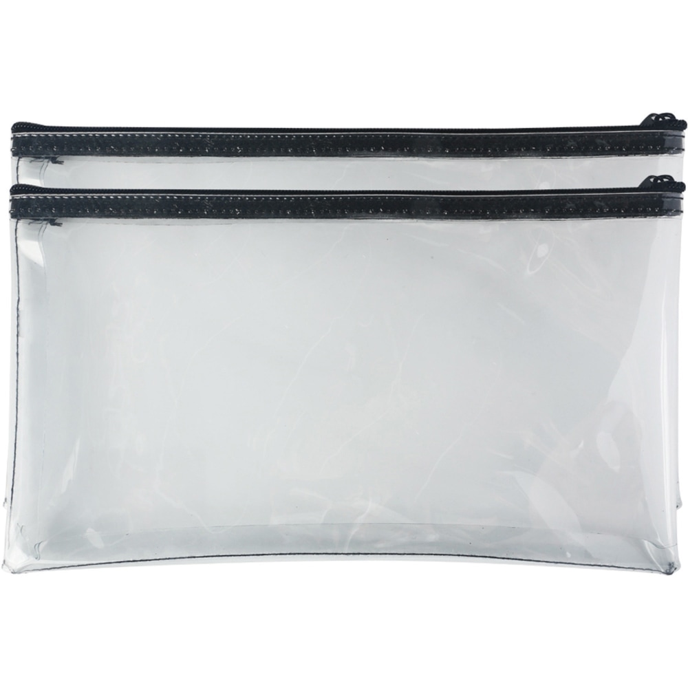 Sparco Wallet Bag - 11in Length x 6in Width - Zipper Closure - Clear - Currency, Check, Paperwork - 2 / Pack MPN:02867