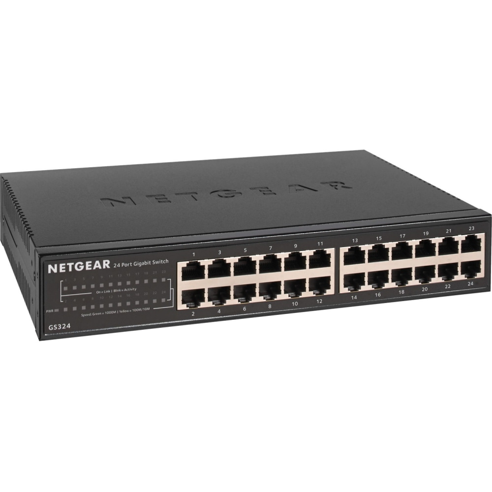 Netgear GS324 Ethernet Switch - 24 Ports - 2 Layer Supported - 12.10 W Power Consumption - Twisted Pair - GS324200NAS MPN:GS324-200NAS