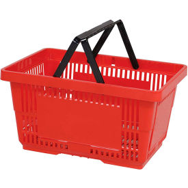 VersaCart® Plastic Shopping Basket 28 Liter w/ Nylon Handle 206-28L - Red Pack Qty of 12 - Pkg Qty 12 206-28L-NH-RED-12