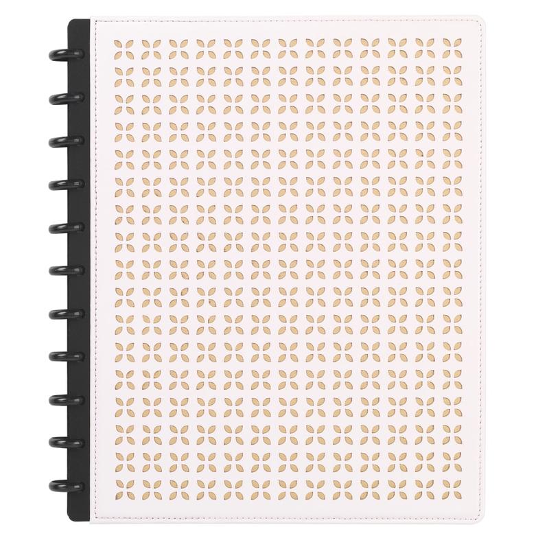 TUL Discbound Notebook With Die-Cut Leather Cover, Letter Size, Narrow Ruled, 60 Sheets, Pink/Rose Gold (Min Order Qty 2) MPN:TULLTNBK-DCLHR-PK