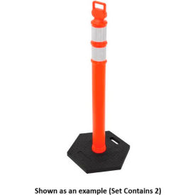 GoVets™ 2 Portable Delineator Posts with Cone Bar Orange Hexagonal Base 749670