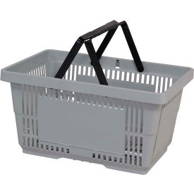 VersaCart® Plastic Shopping Basket 28 Liter w/ Nylon Handle 206-28L - Lt Grey Pack Qty of 12 - Pkg Qty 12 206-28L-NH-LGY-12